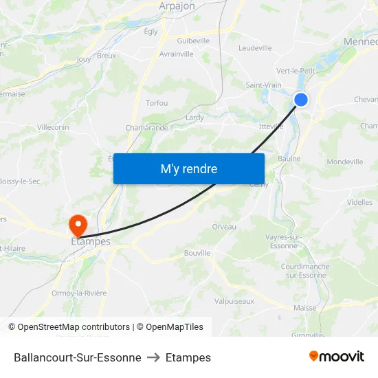 Ballancourt-Sur-Essonne to Etampes map