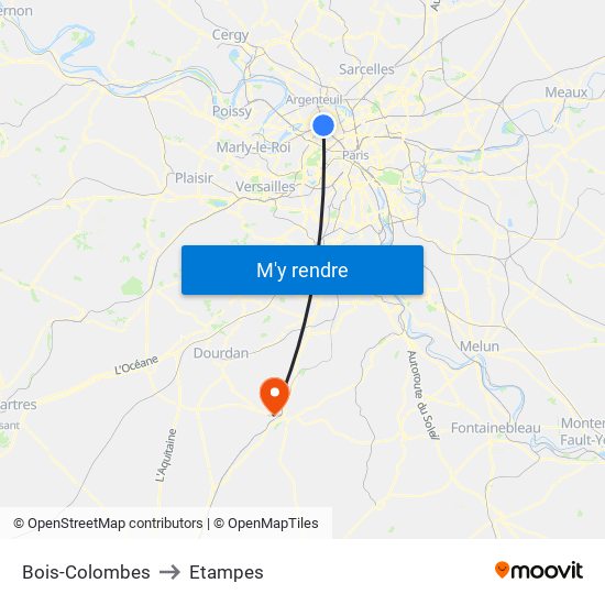 Bois-Colombes to Etampes map