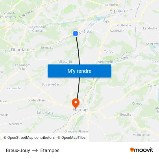 Breux-Jouy to Etampes map
