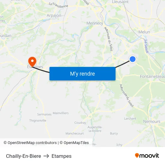 Chailly-En-Biere to Etampes map