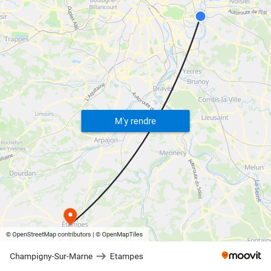 Champigny-Sur-Marne to Etampes map