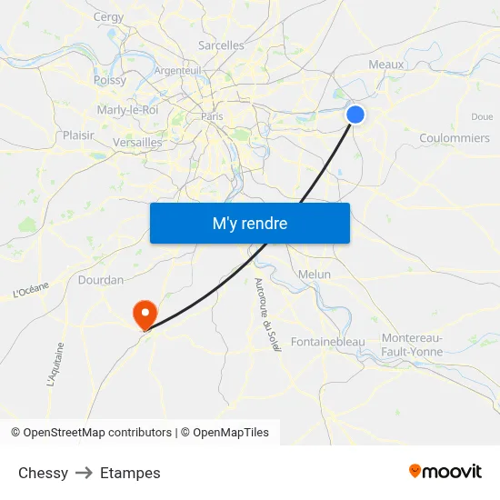 Chessy to Etampes map