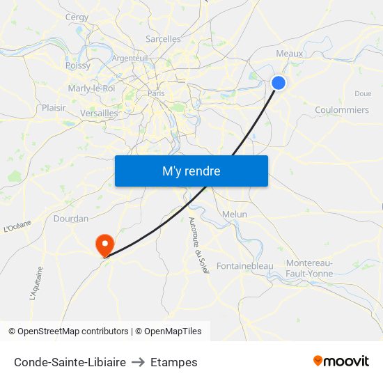 Conde-Sainte-Libiaire to Etampes map