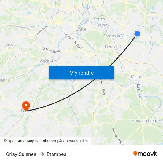 Grisy-Suisnes to Etampes map