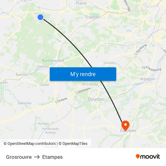 Grosrouvre to Etampes map