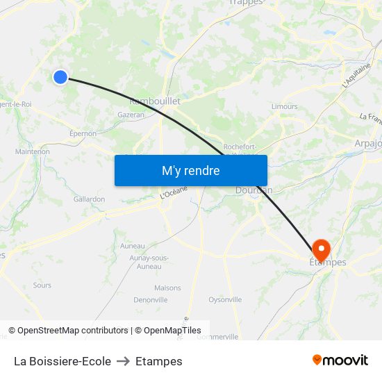 La Boissiere-Ecole to Etampes map