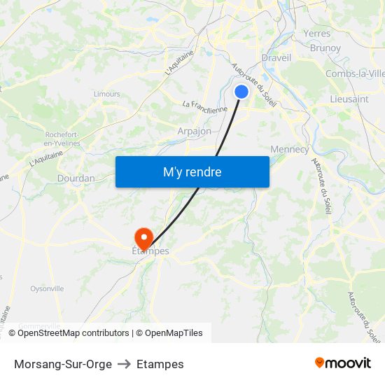 Morsang-Sur-Orge to Etampes map