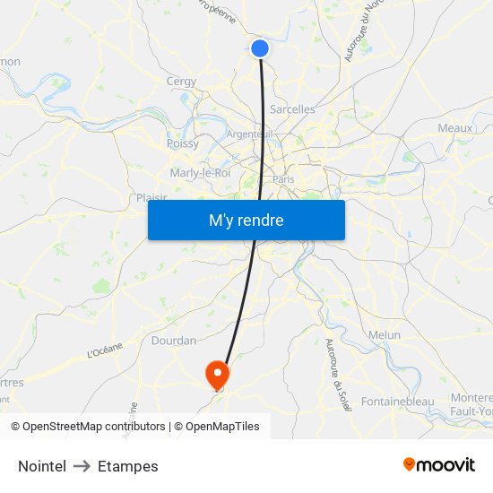 Nointel to Etampes map
