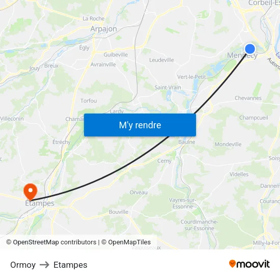 Ormoy to Etampes map