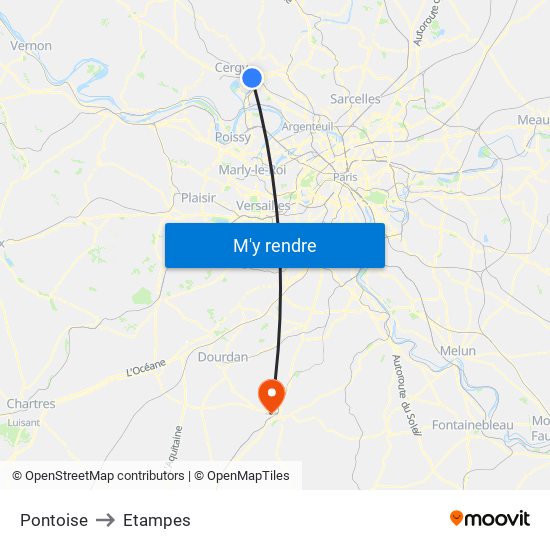 Pontoise to Etampes map