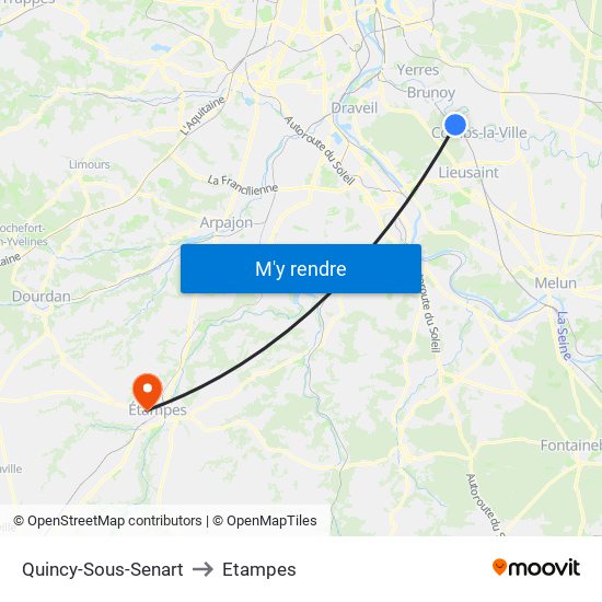 Quincy-Sous-Senart to Etampes map