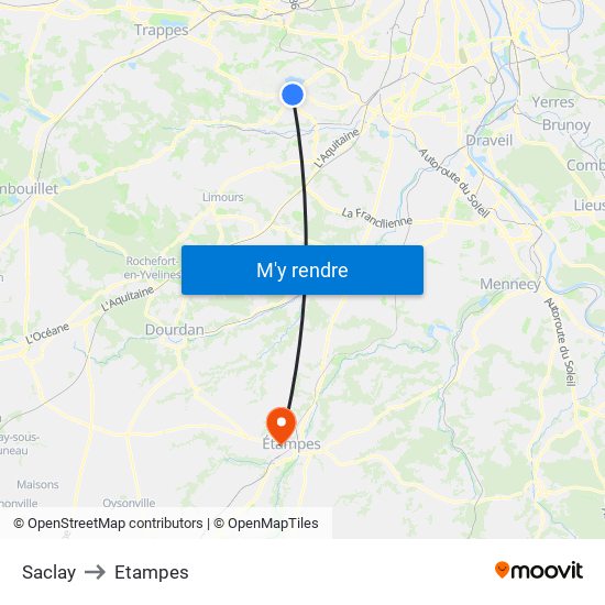 Saclay to Etampes map