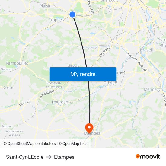Saint-Cyr-L'Ecole to Etampes map