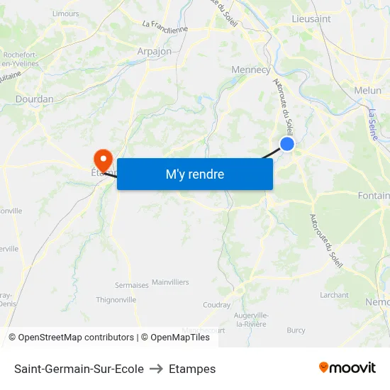 Saint-Germain-Sur-Ecole to Etampes map