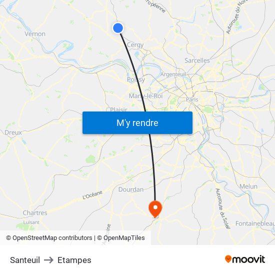 Santeuil to Etampes map