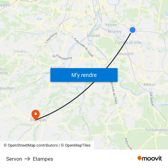 Servon to Etampes map