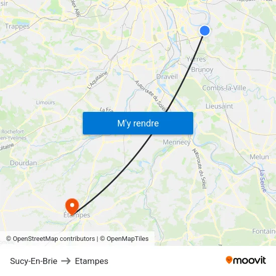 Sucy-En-Brie to Etampes map