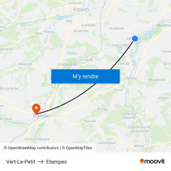 Vert-Le-Petit to Etampes map