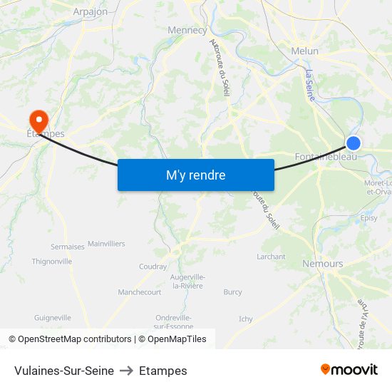 Vulaines-Sur-Seine to Etampes map