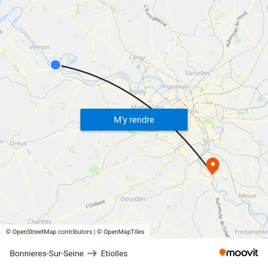 Bonnieres-Sur-Seine to Etiolles map