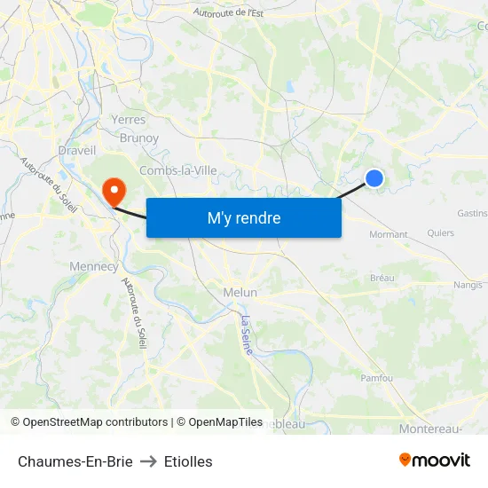 Chaumes-En-Brie to Etiolles map