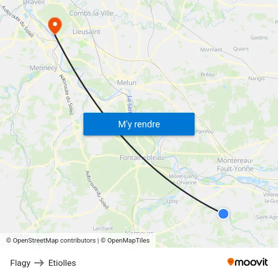 Flagy to Etiolles map