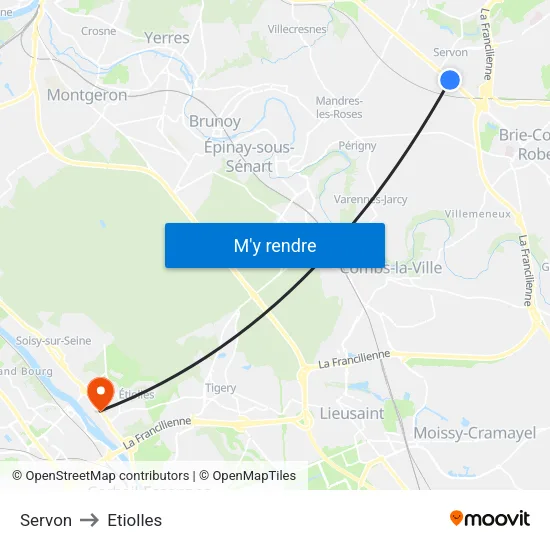 Servon to Etiolles map