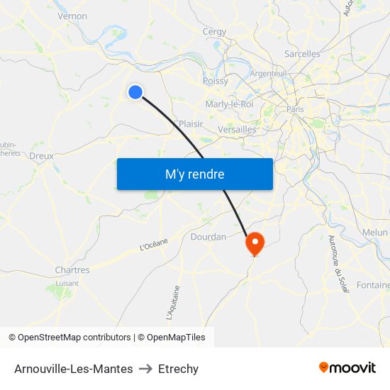 Arnouville-Les-Mantes to Etrechy map