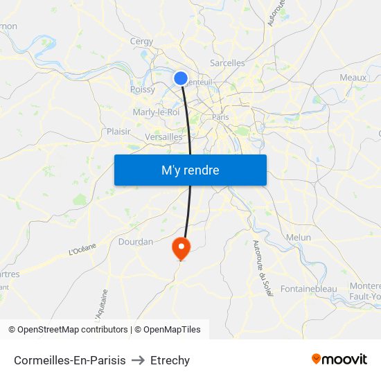 Cormeilles-En-Parisis to Etrechy map