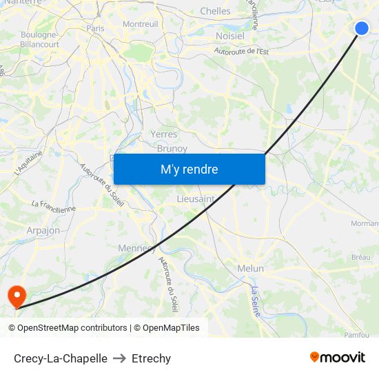 Crecy-La-Chapelle to Etrechy map