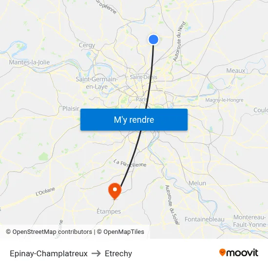 Epinay-Champlatreux to Etrechy map