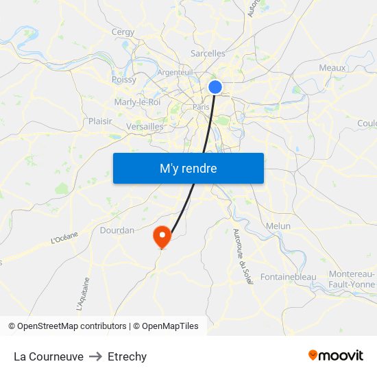 La Courneuve to Etrechy map