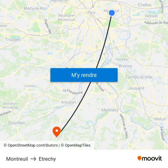 Montreuil to Etrechy map