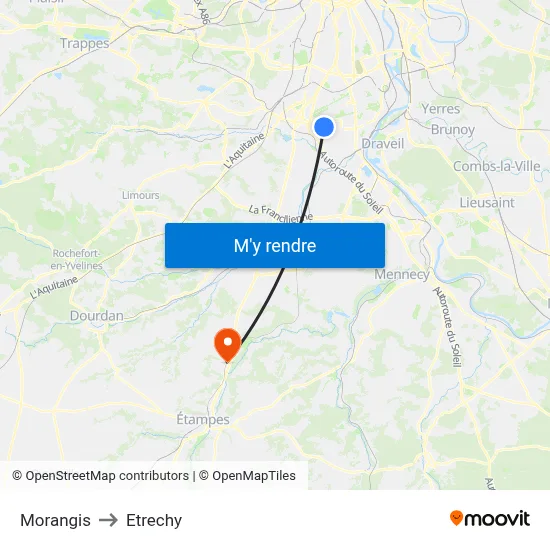 Morangis to Etrechy map