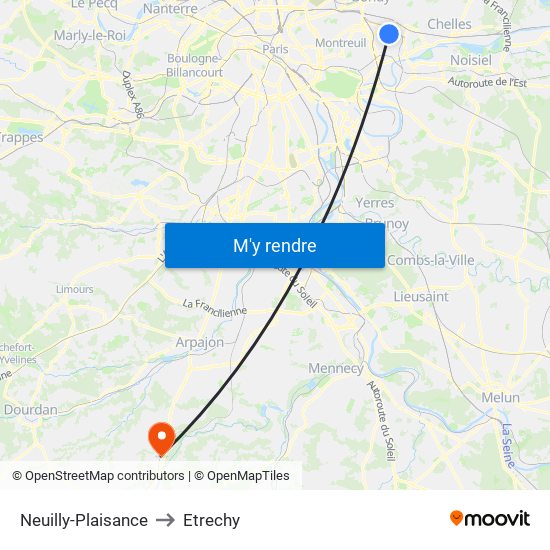 Neuilly-Plaisance to Etrechy map