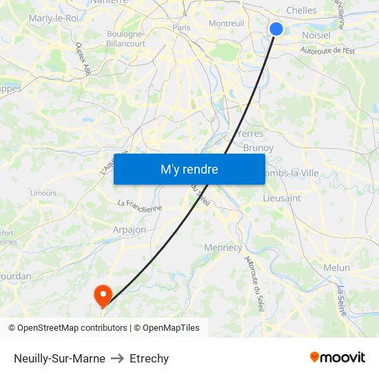 Neuilly-Sur-Marne to Etrechy map
