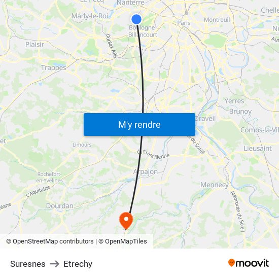 Suresnes to Etrechy map