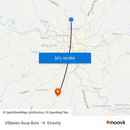 Villaines-Sous-Bois to Etrechy map