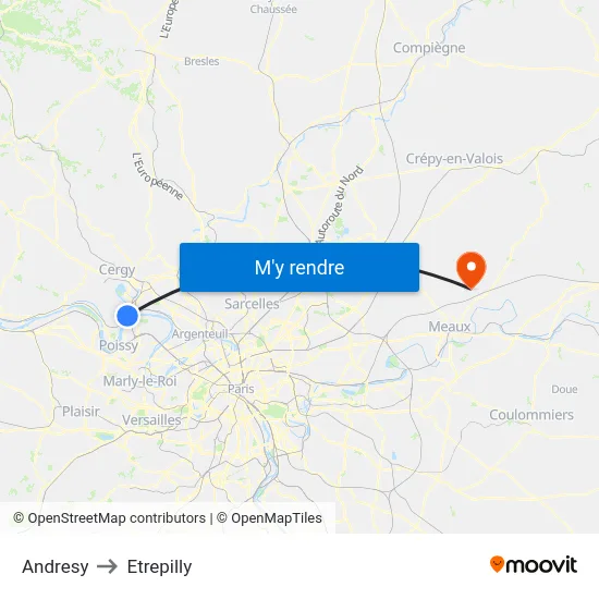 Andresy to Etrepilly map