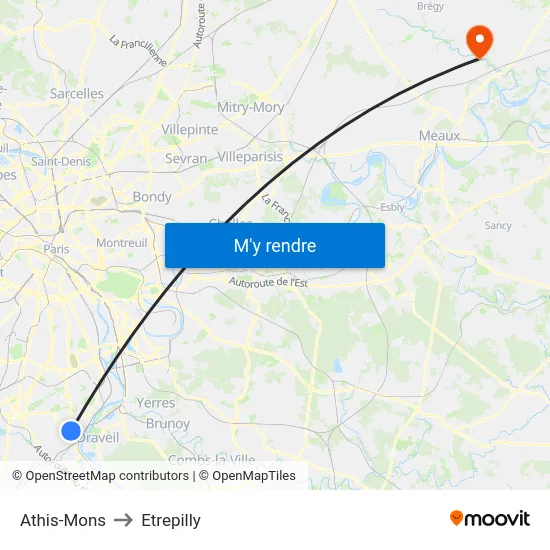 Athis-Mons to Etrepilly map