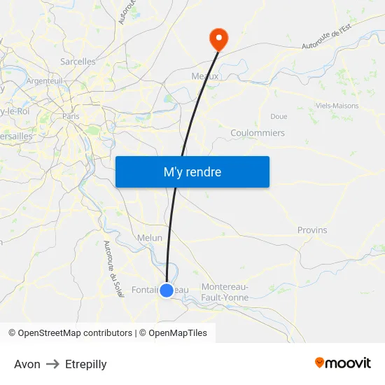 Avon to Etrepilly map