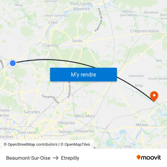 Beaumont-Sur-Oise to Etrepilly map