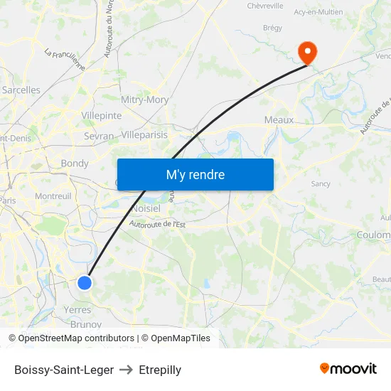 Boissy-Saint-Leger to Etrepilly map