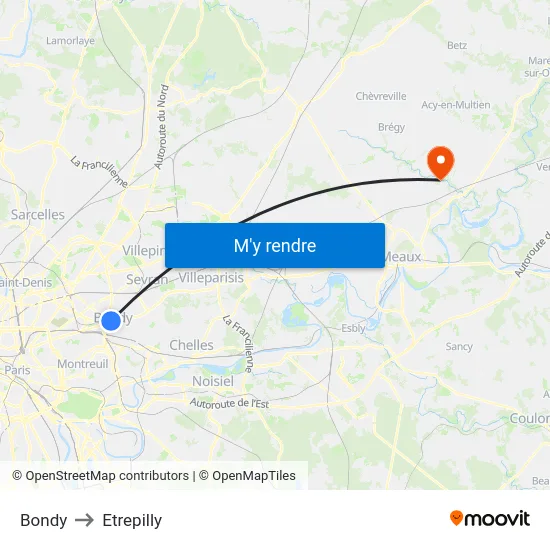 Bondy to Etrepilly map