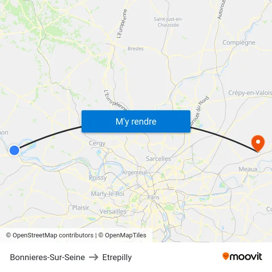 Bonnieres-Sur-Seine to Etrepilly map