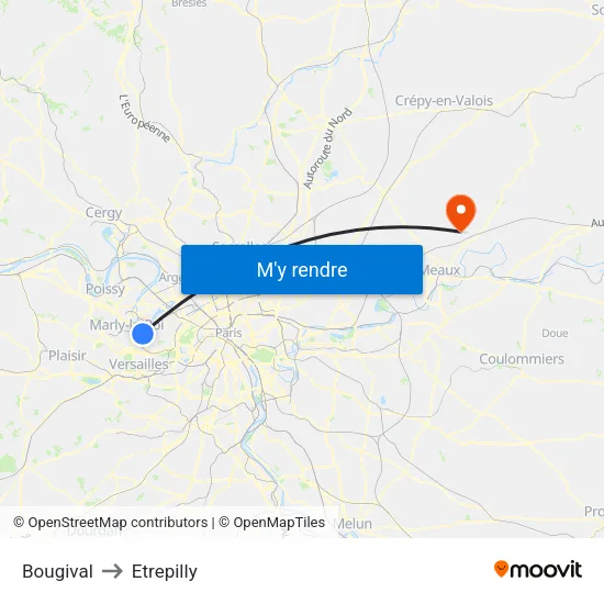 Bougival to Etrepilly map