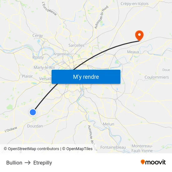 Bullion to Etrepilly map