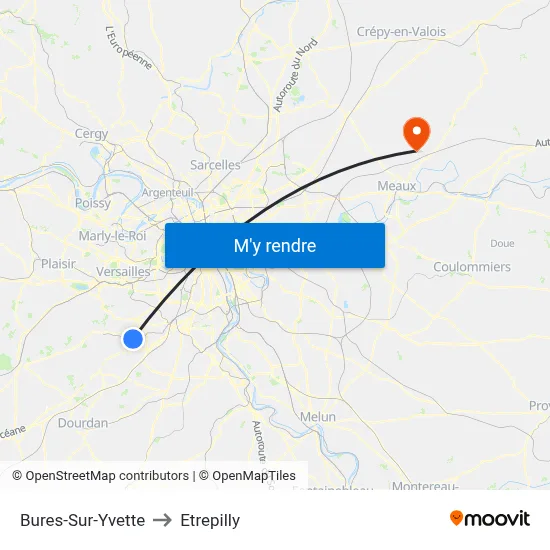 Bures-Sur-Yvette to Etrepilly map