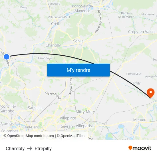 Chambly to Etrepilly map