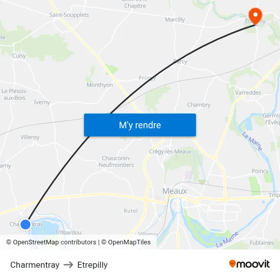 Charmentray to Etrepilly map
